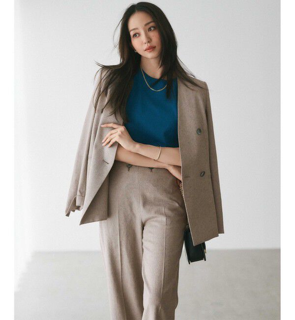 23区「【Oggi4月号掲載/セットアップ対応】リネン ミックスツイード ノーカラー ジャケット」|ノーカラージャケット|