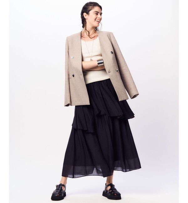 23区「【Oggi4月号掲載/セットアップ対応】リネン ミックスツイード ノーカラー ジャケット」|ノーカラージャケット|