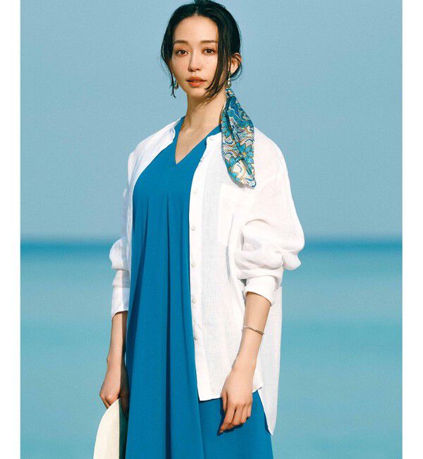 23区「【洗える】LIBECO バンドカラー シャツ」|シャツ・ブラウス|ホワイト