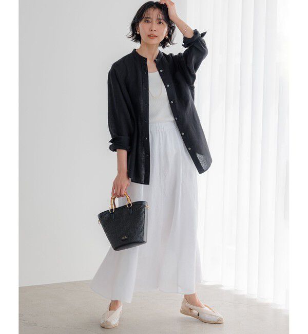 23区「【洗える】LIBECO バンドカラー シャツ」|シャツ・ブラウス|