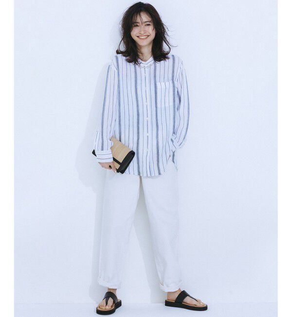 23区「【洗える】LIBECO バンドカラー シャツ」|シャツ・ブラウス|