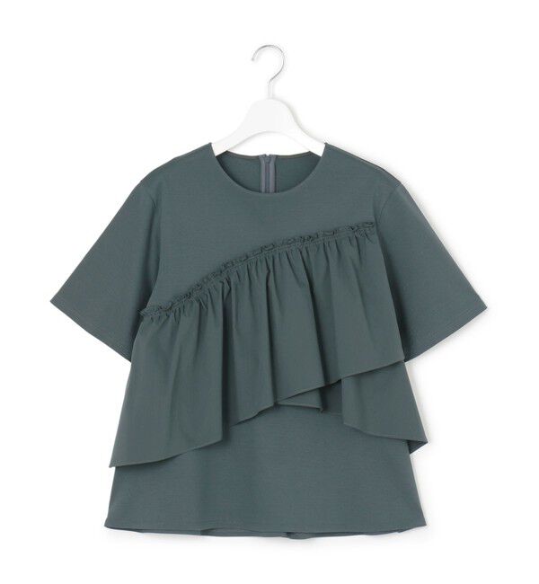 23区「【汗じみ防止/洗える】ランダムフリルジャージー ドッキング カットソー」|Tシャツ・カットソー|