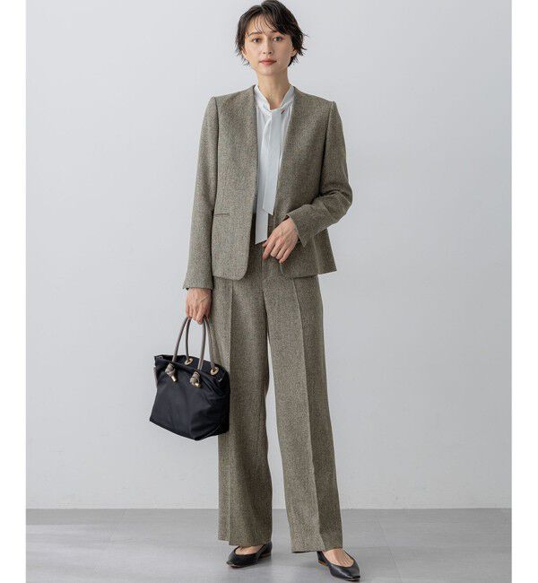 23区「【洗える】ウールライクカルゼ ノーカラー ジャケット」|ノーカラージャケット|