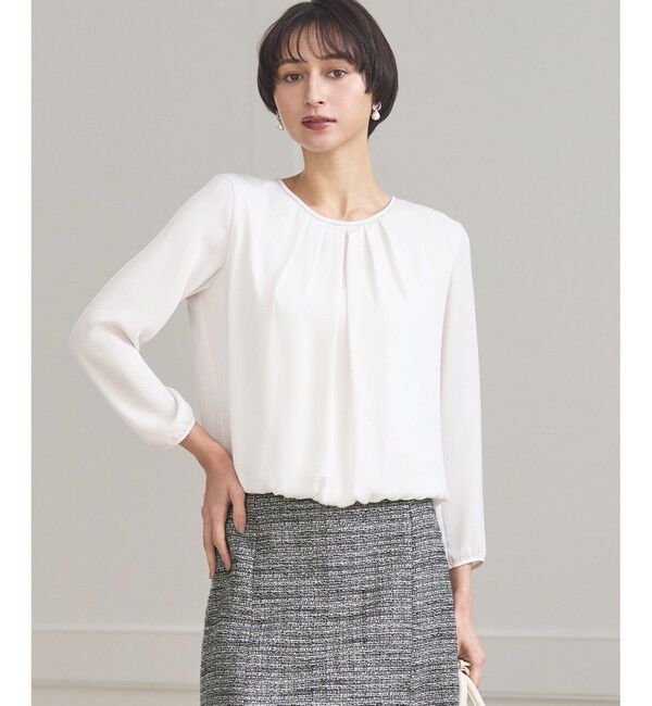 23区「【洗える】シルキーデシン ボールチェーン バルーン ブラウス」|シャツ・ブラウス|ベージュ系