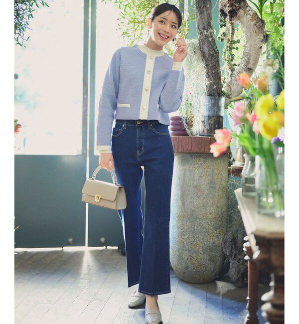 ANY SIS「バイカラーラメニット カーディガン」|カーディガン|