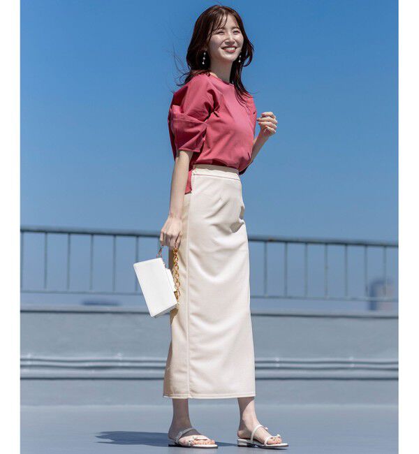 ANY SIS「【撥水・汗ジミ防止・UVケア・洗える】スーピマスムース クロップド Tシャツ」|Tシャツ・カットソー|