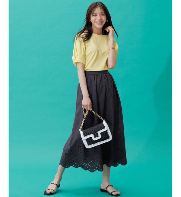 ANY SIS「【撥水・汗ジミ防止・UVケア・洗える】スーピマスムース 袖タック Tシャツ」|Tシャツ・カットソー|