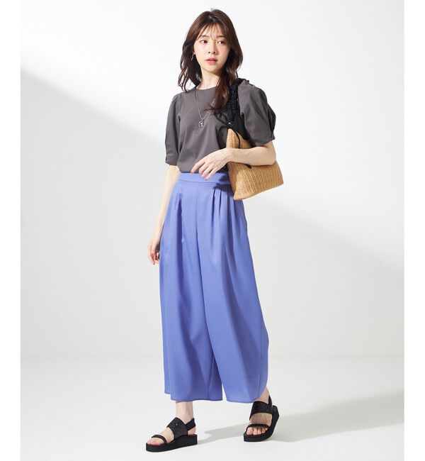 ANY SIS「【撥水・汗ジミ防止・UVケア・洗える】スーピマスムース 袖タック Tシャツ」|Tシャツ・カットソー|