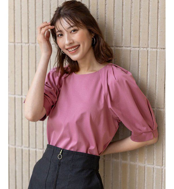 ANY SIS「【接触冷感・UVケア】着映えタックスリーブ カットソー」|Tシャツ・カットソー|ピンク