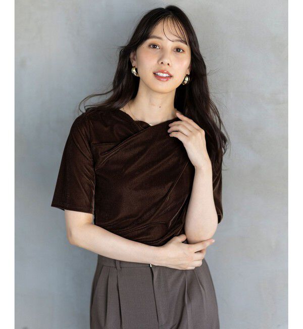 any SiS「【洗える】シアーベロアドレープ Tシャツ」|Tシャツ・カットソー|