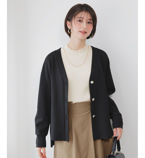 ANY SIS「カットジョーゼット カーディガン」|カーディガン|ブラック