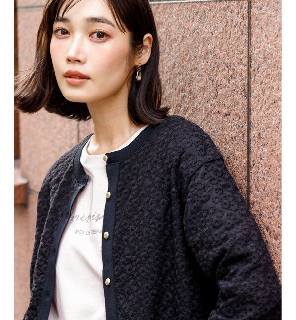 ANY SIS「レーシー ニット ブルゾン」|カーディガン|