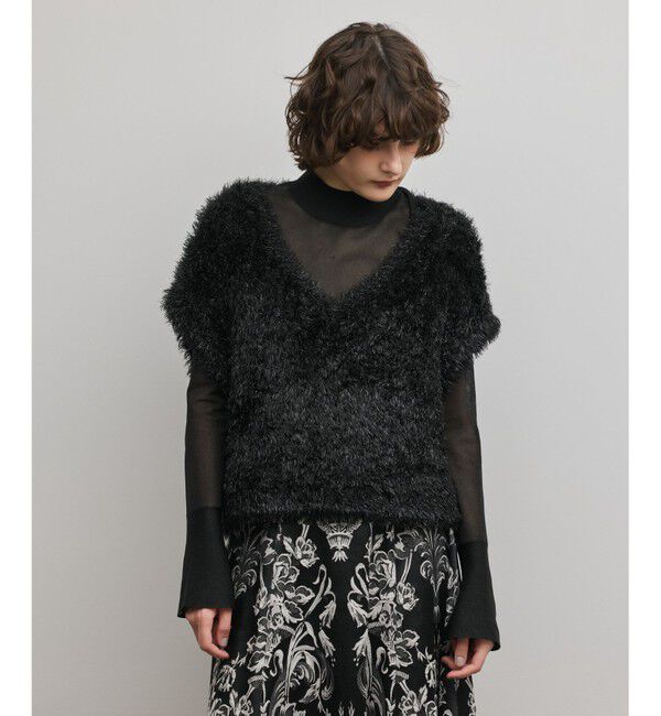 GRACE CONTINENTAL「ラメフェザーベスト」|ベスト・ジレ|