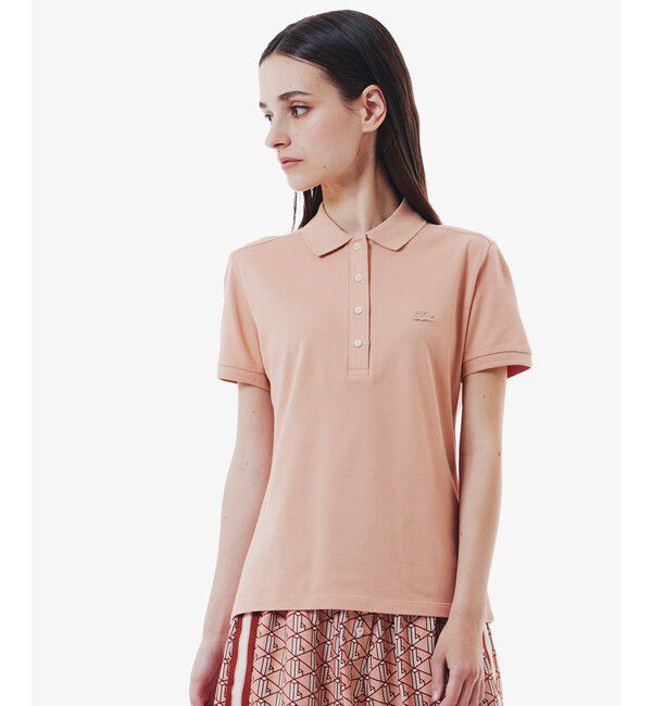 LACOSTE「スリムフィット ストレッチコットンピケポロシャツ（半袖）」|ポロシャツ|ブラウン
