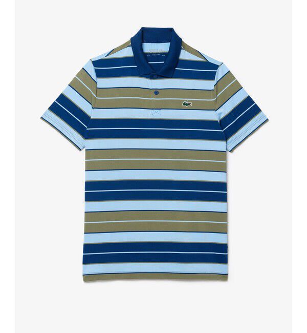 LACOSTE「UVカット UPF50+ マルチカラーボーダーウルトラドライポロシャツ」|ポロシャツ|