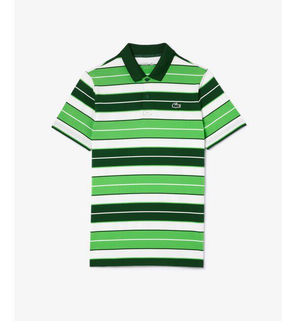 LACOSTE「UVカット UPF50+ マルチカラーボーダーウルトラドライポロシャツ」|ポロシャツ|