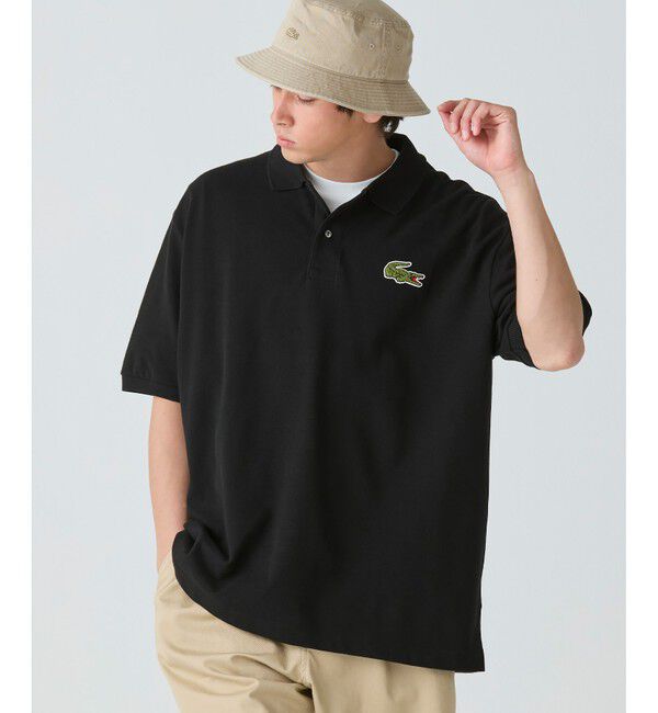 LACOSTE「L.12.12ルーズフィット ドロップショルダー 鹿の子半袖ポロシャツ」|ポロシャツ|ブラック