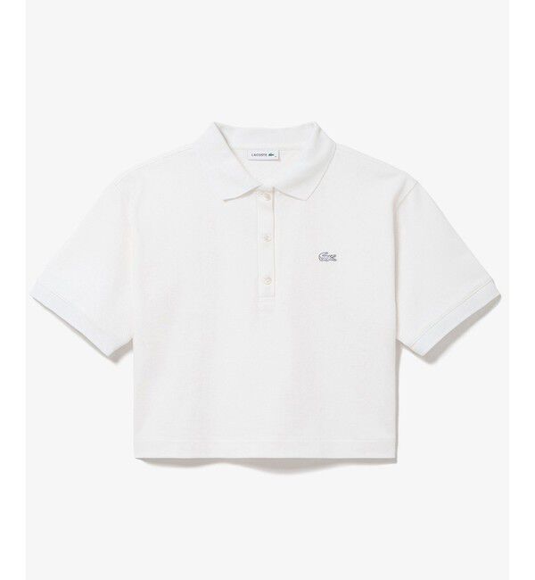 LACOSTE「ヘビーウェイト鹿の子 ワイド クロップド丈 半袖ポロシャツ」|ポロシャツ|