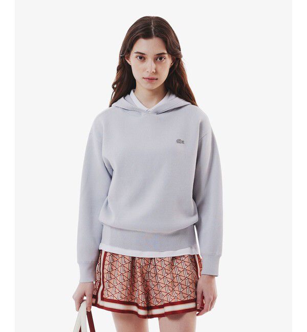 LACOSTE「ニットフーディー / プルオーバーニットパーカー」|ニット・セーター|ライトグレー