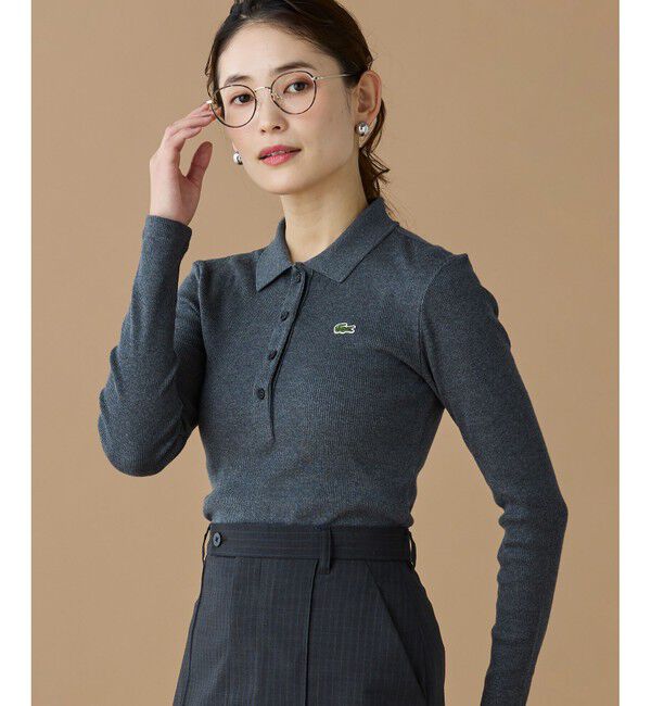 LACOSTE「スリムフィット ロングスリーブリブニットポロシャツ」|ポロシャツ|