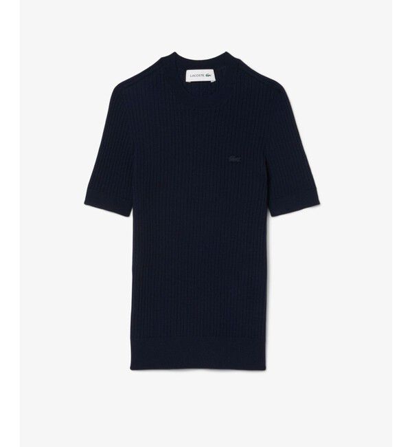 LACOSTE「3Dニッティングショートスリーブメリノウール ハイゲージニットセーター」|ニット・セーター|