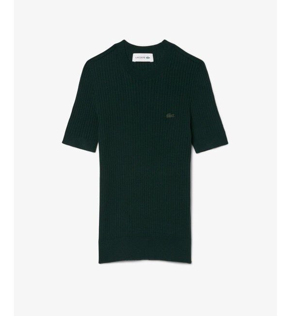 LACOSTE「3Dニッティングショートスリーブメリノウール ハイゲージニットセーター」|ニット・セーター|