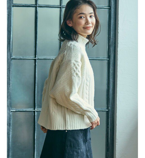 LACOSTE「パッチワークエフェクト ウールニットハイネックセーター」|ニット・セーター|