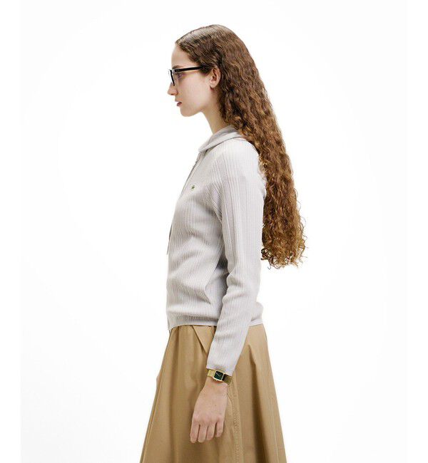 LACOSTE「ランダムピッチリブ ニットジップフーディー」|ニット・セーター|