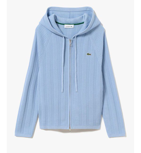 LACOSTE「ランダムピッチリブ ニットジップフーディー」|ニット・セーター|