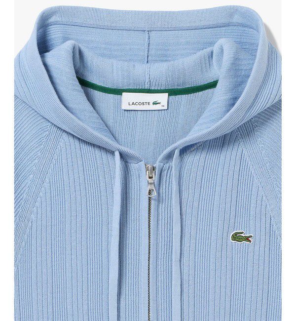 LACOSTE「ランダムピッチリブ ニットジップフーディー」|ニット・セーター|