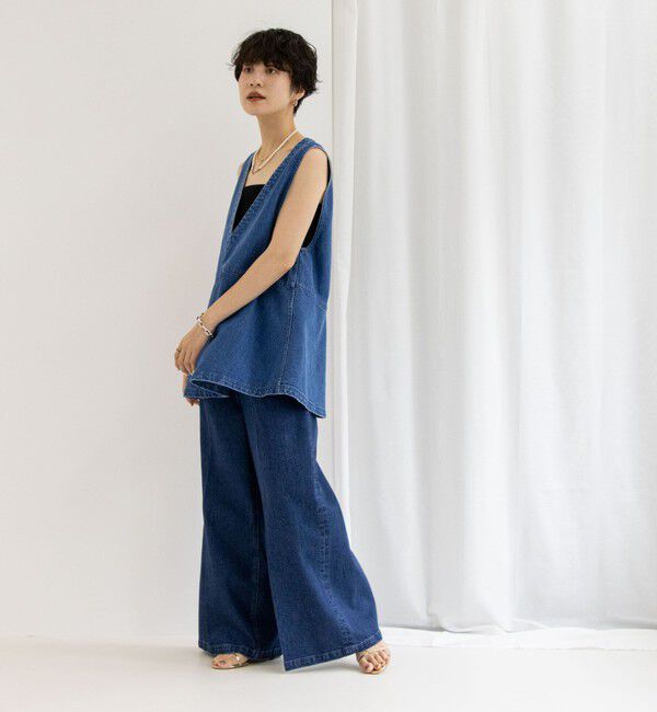 Rie Miller「【RM denim】ペプラムジレデニムブラウス」|シャツ・ブラウス|