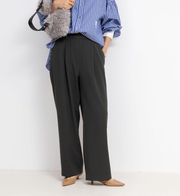 NOLLEY'S「ウォッシャブル裏起毛イージーワイドパンツ」|その他|チャコールグレー