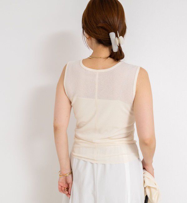 NOLLEY'S「《アンサンブル対応》シアーワッフルヘンリーノースリーブ2WAYプルオーバーカットソー」|Tシャツ・カットソー|