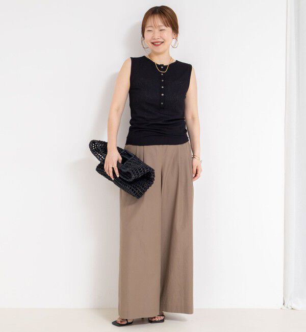 NOLLEY'S「《アンサンブル対応》シアーワッフルヘンリーノースリーブ2WAYプルオーバーカットソー」|Tシャツ・カットソー|