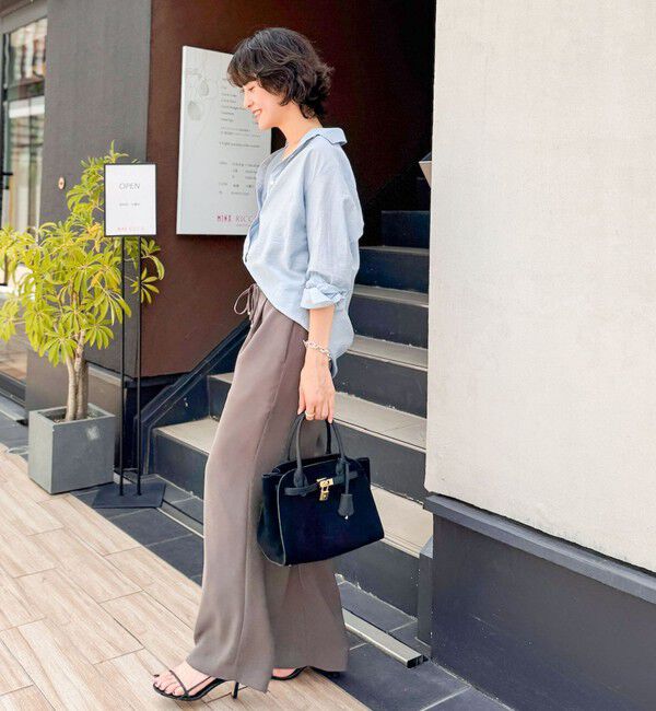 NOLLEY'S sophi「《セットアップ対応》ウォッシャブルダブルクロスサテンイージーワイドパンツ」|その他|