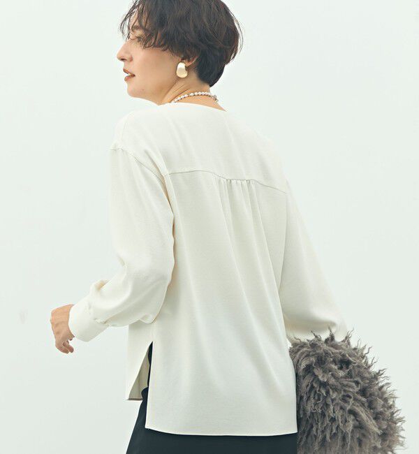 NOLLEY'S sophi「ウォッシャブルバックサテンジョーゼットオープンカラーブラウス」|シャツ・ブラウス|