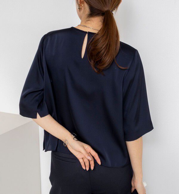 NOLLEY'S「ウォッシャブルオトナサテンラッフルブラウス」|シャツ・ブラウス|