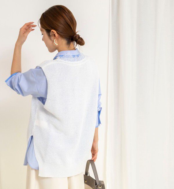 NOLLEY'S「《手洗い可能》Ｖネックレースジレ」|ベスト・ジレ|