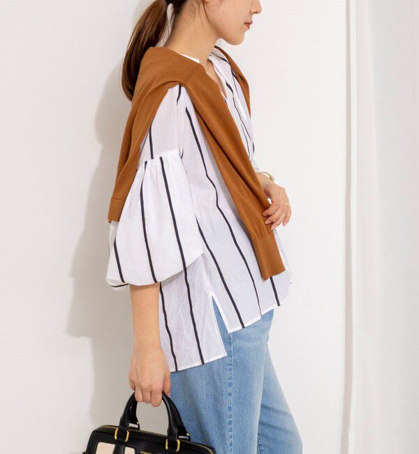 NOLLEY'S「ウォッシャブルドビーストライプブラウス」|シャツ・ブラウス|