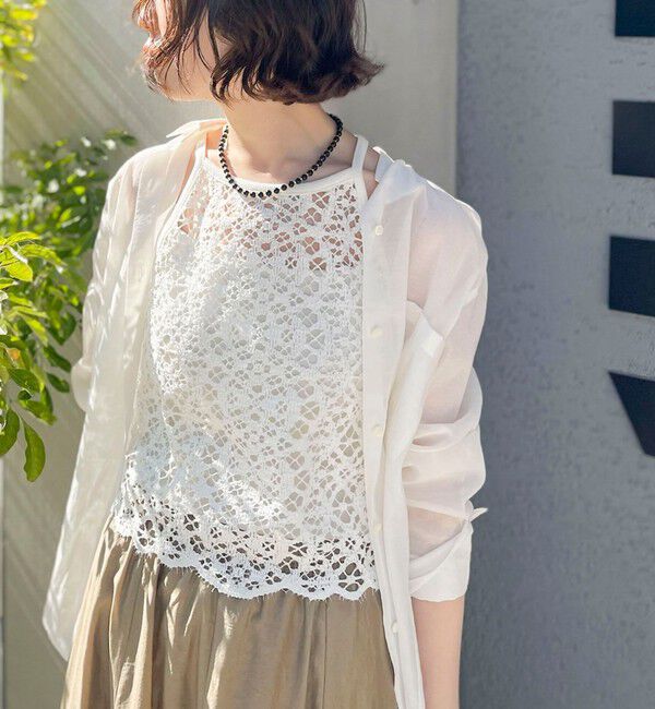 NOLLEY'S sophi「ウォッシャブルクロッシェレースアメスリタンクトップ」|シャツ・ブラウス|ホワイト