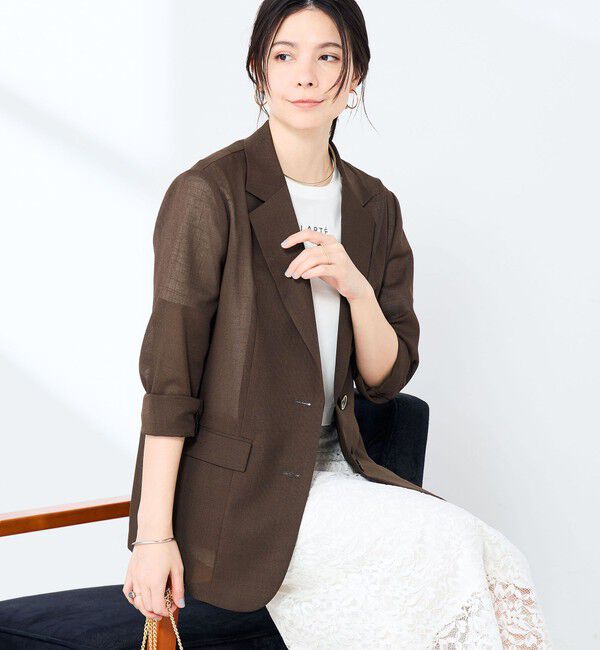 NOLLEY'S sophi「《セットアップ対応》ウォッシャブルリネンライクシアーボイルジャケット」|テーラードジャケット|