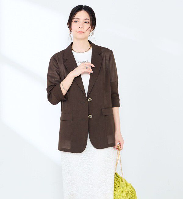 NOLLEY'S sophi「《セットアップ対応》ウォッシャブルリネンライクシアーボイルジャケット」|テーラードジャケット|