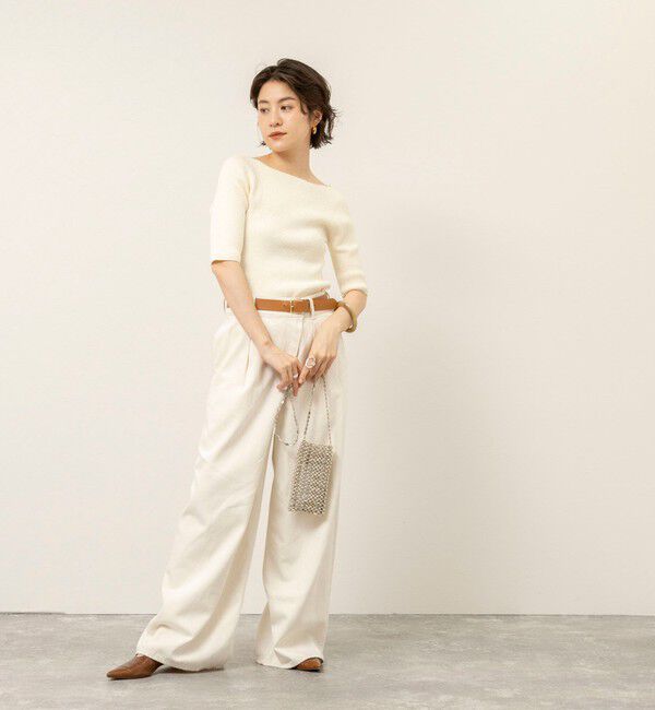 MAQWEL「《手洗い可能》ブークレ5分袖ニット」|ニット・セーター|