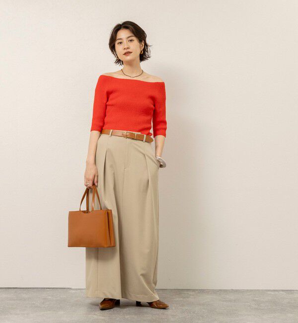 MAQWEL「《手洗い可能》ブークレ5分袖ニット」|ニット・セーター|