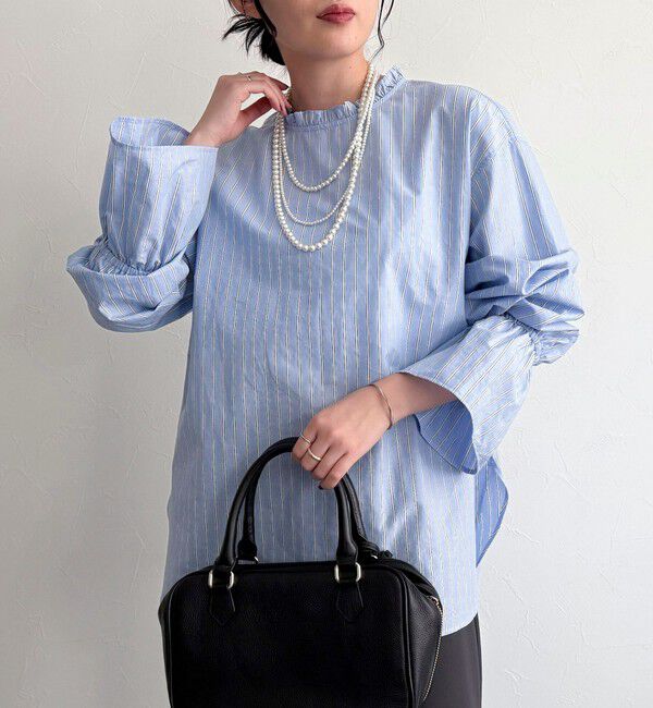 fredy emue「袖フレアストライプシャツ」|シャツ・ブラウス|