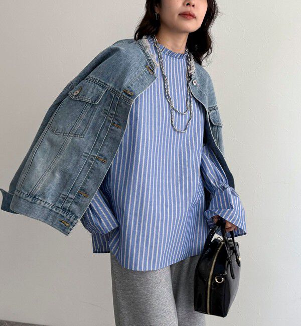 fredy emue「袖フレアストライプシャツ」|シャツ・ブラウス|