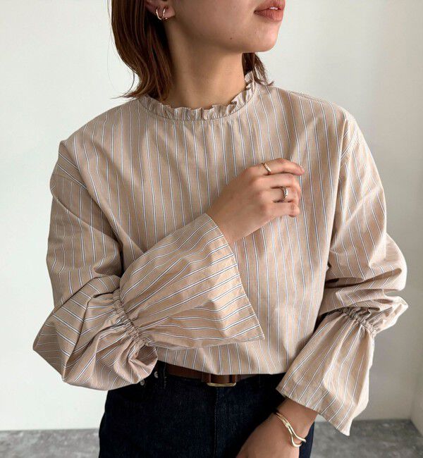 fredy emue「袖フレアストライプシャツ」|シャツ・ブラウス|