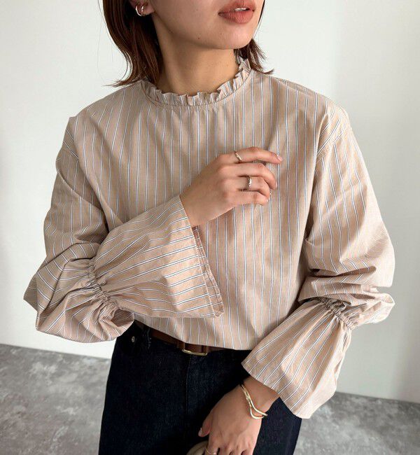 fredy emue「袖フレアストライプシャツ」|シャツ・ブラウス|