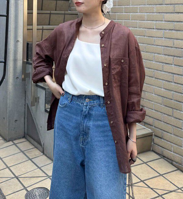 fredy emue「ラミーバンドカラーシャツ」|シャツ・ブラウス|ブラウン