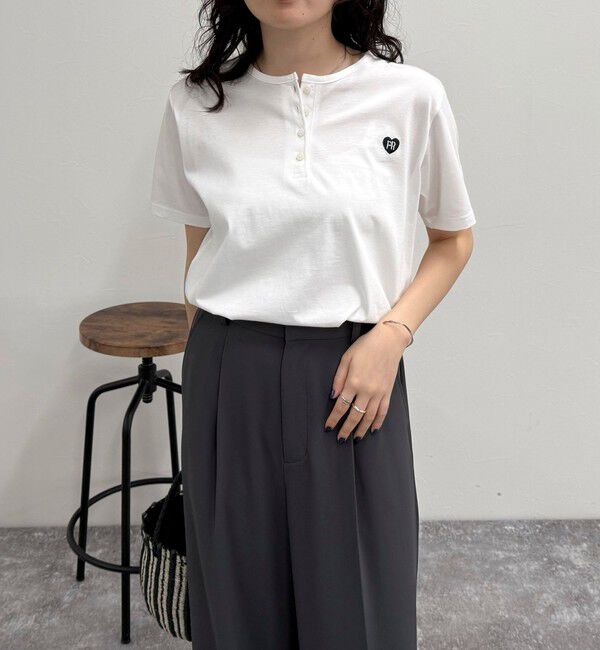 fredy emue「ハートFR刺繍ヘンリーTシャツ」|Tシャツ・カットソー|